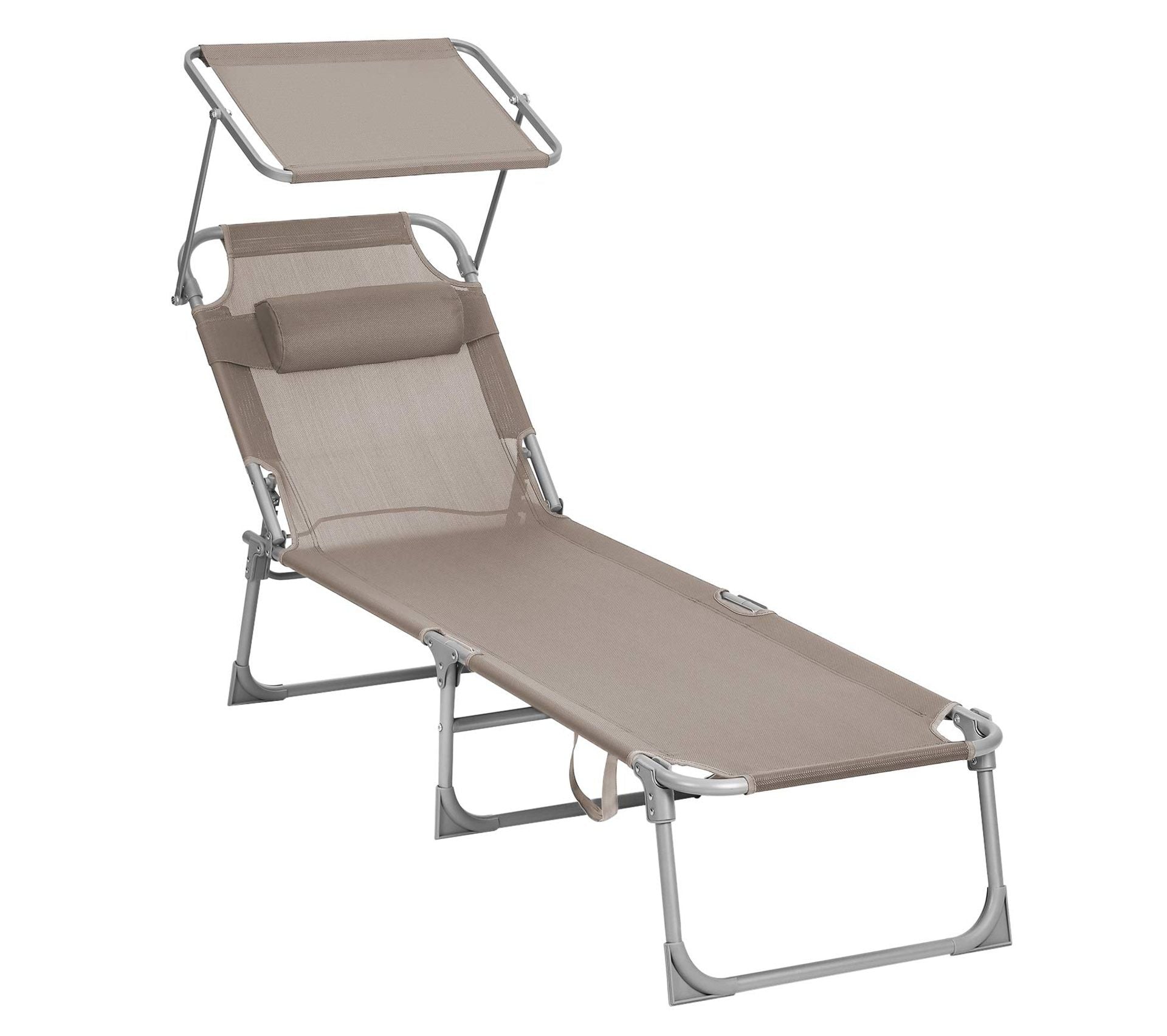 Solseng med hovedstøtte og solskærm - Beige - Solsenge -