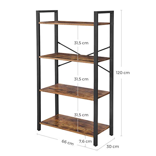 Bogreol m. 4 hylder i industrielt design - Reol -