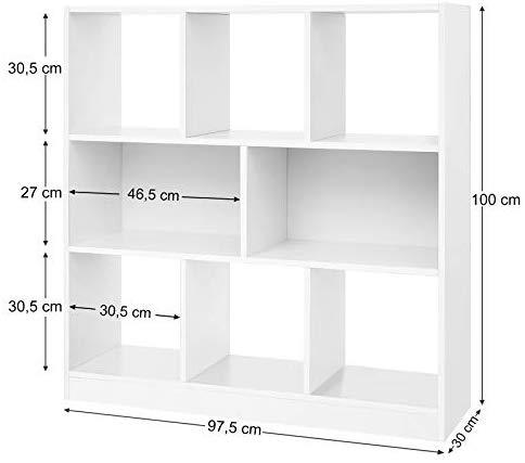Reol i moderne stil - 97 x 100 x 30 cm - Hvid - Reol -