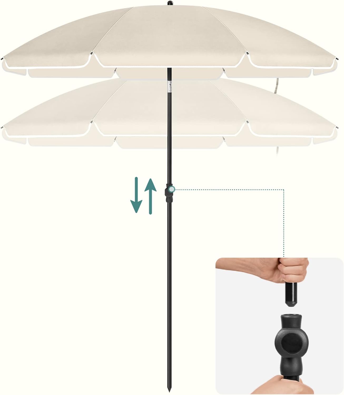 Strandparasol i hvid - 160 cm - Parasol -