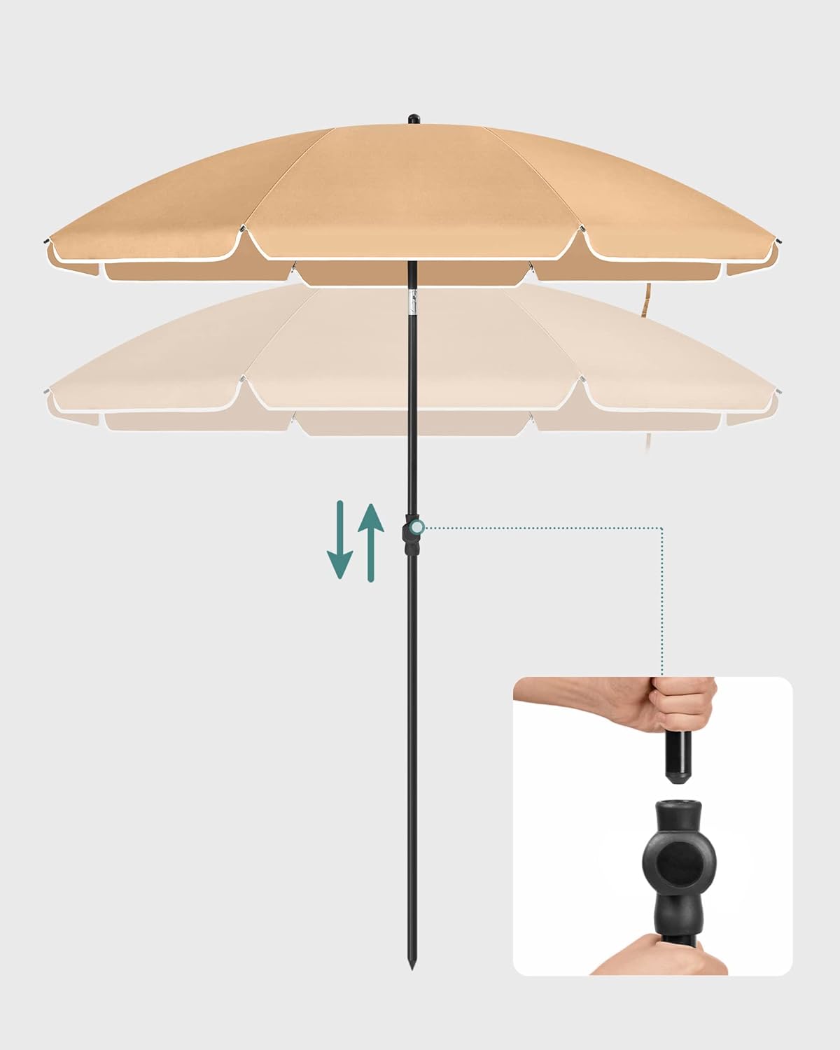 Strandparasol i Beige - 200 cm - Parasol -