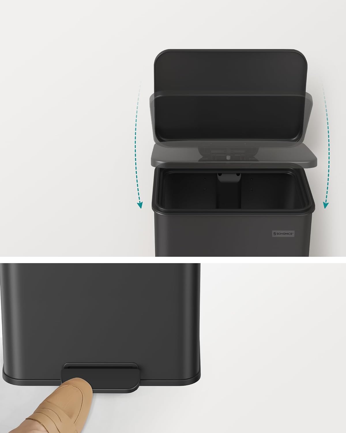 Pedalspand 40 L i Stål med Soft Close - Sort - Skraldespand -