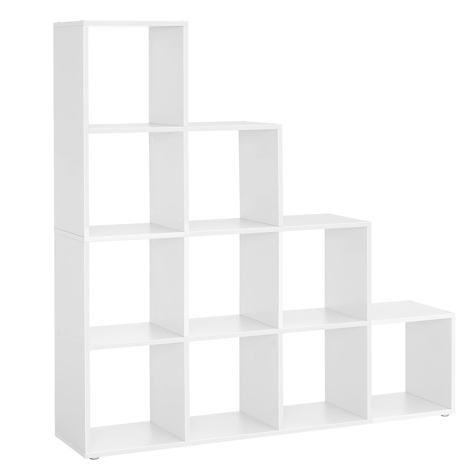 Moderne hvid bogreol i trappeopdeling - Reol -