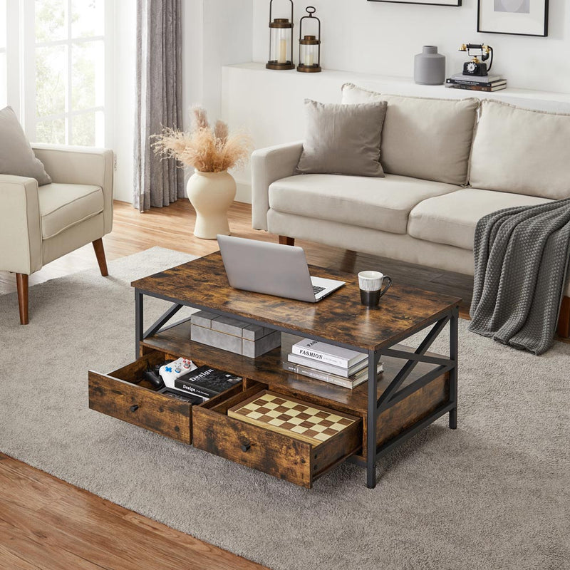 Sofabord i industrielt design m. skuffer - Sofabord -