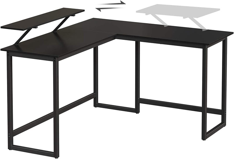 Hjørneskrivebord L-formet i industrielt design m. skærmhylde - Skrivebord -