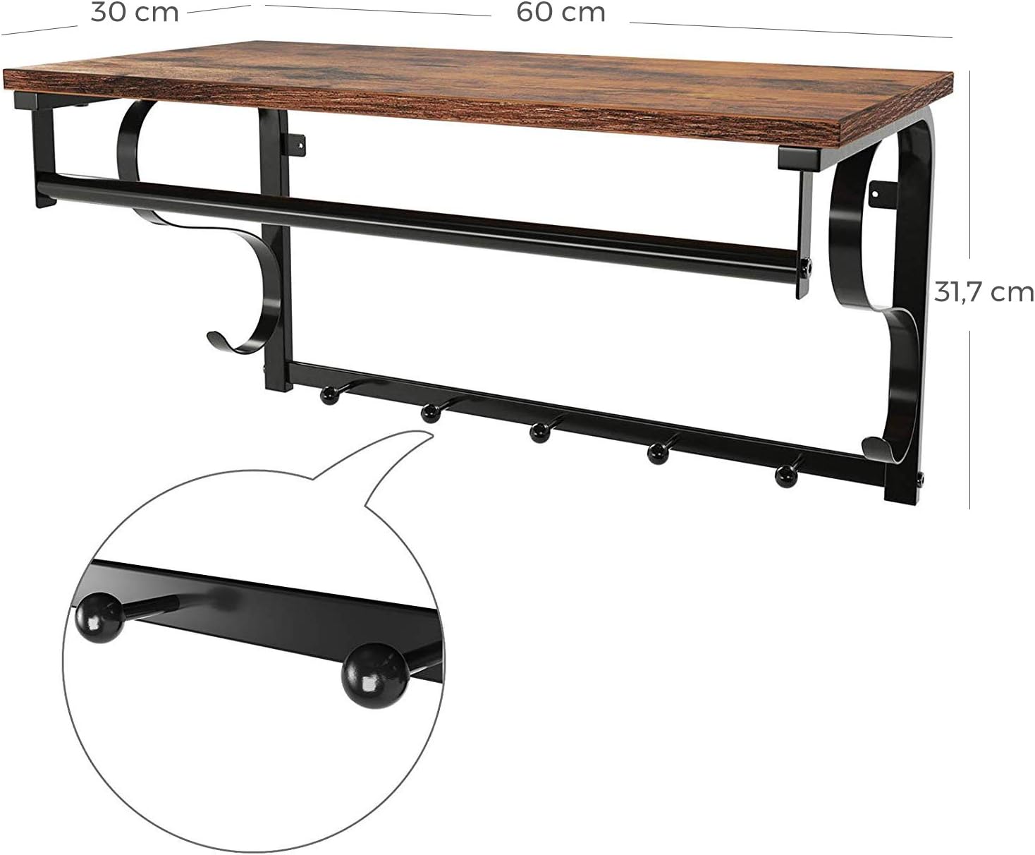 Garderope- og entrehylde - Rustikt design - Hylde -