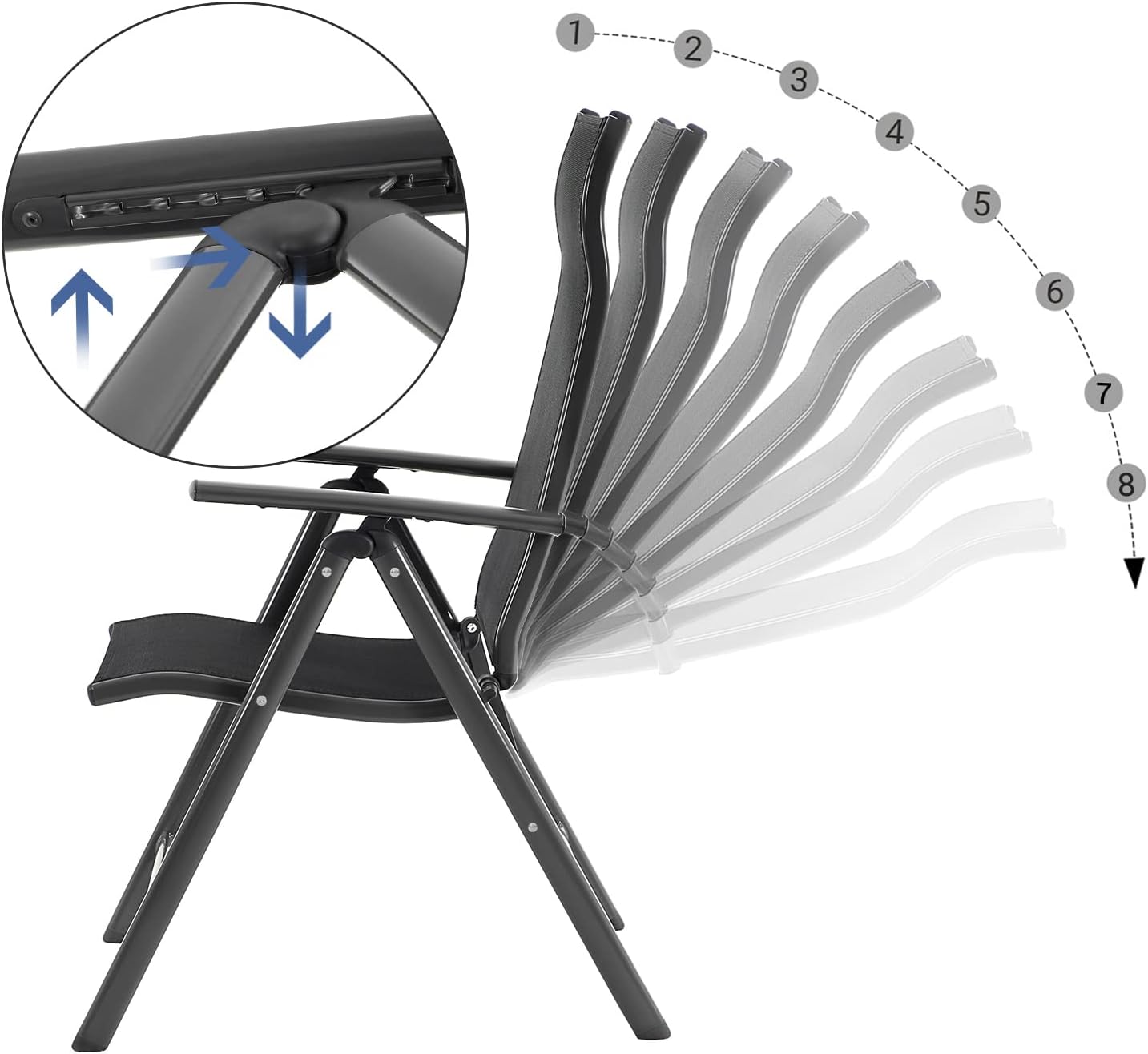 Havestole sæt foldbart - 2 stk. i aluminium - Sort - Havemøbler -