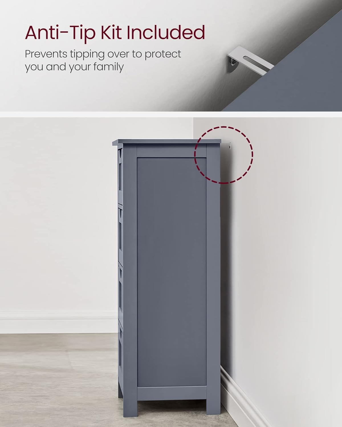 Badeværelsesskab med fire skuffer - Grå - Badeværelsesskab -