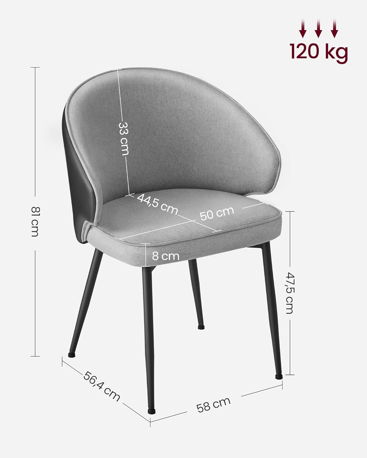 Moderne spisebordsstol i minimalistisk design - lysegrå - Spisebordsstole -