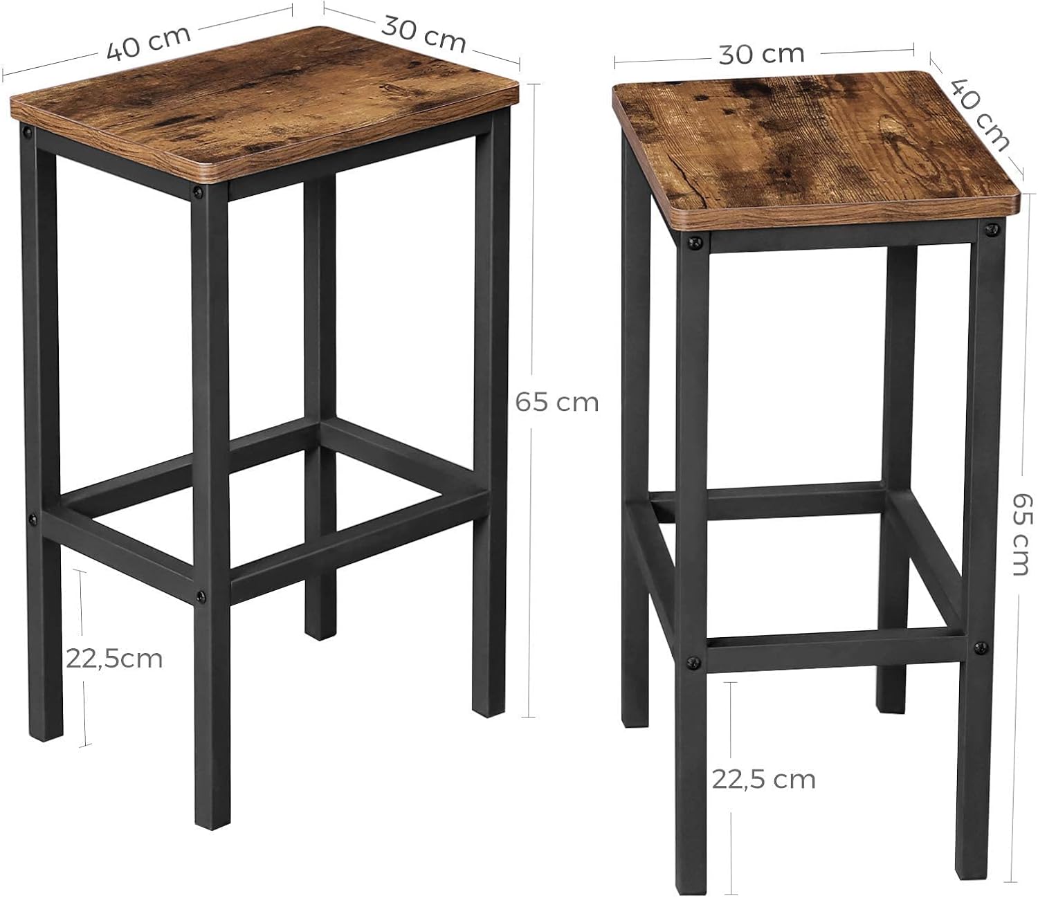 Barstole i moderne rustikt design 2 stk. - Bar set -