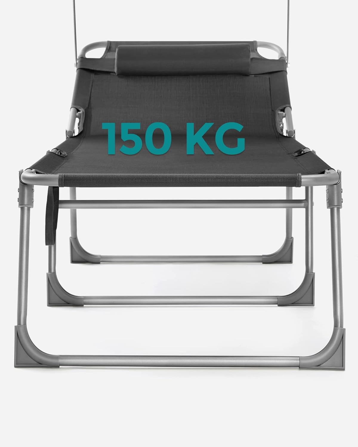 Solseng med vippefunktion - med solskærm - rustfrit stål - Grå - Solsenge -