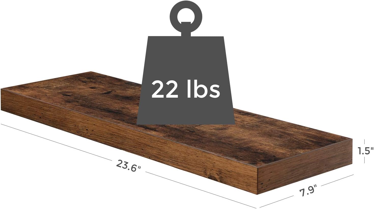 Svævehylde til væg 60 x 20 x 3,8 cm - Hylde -