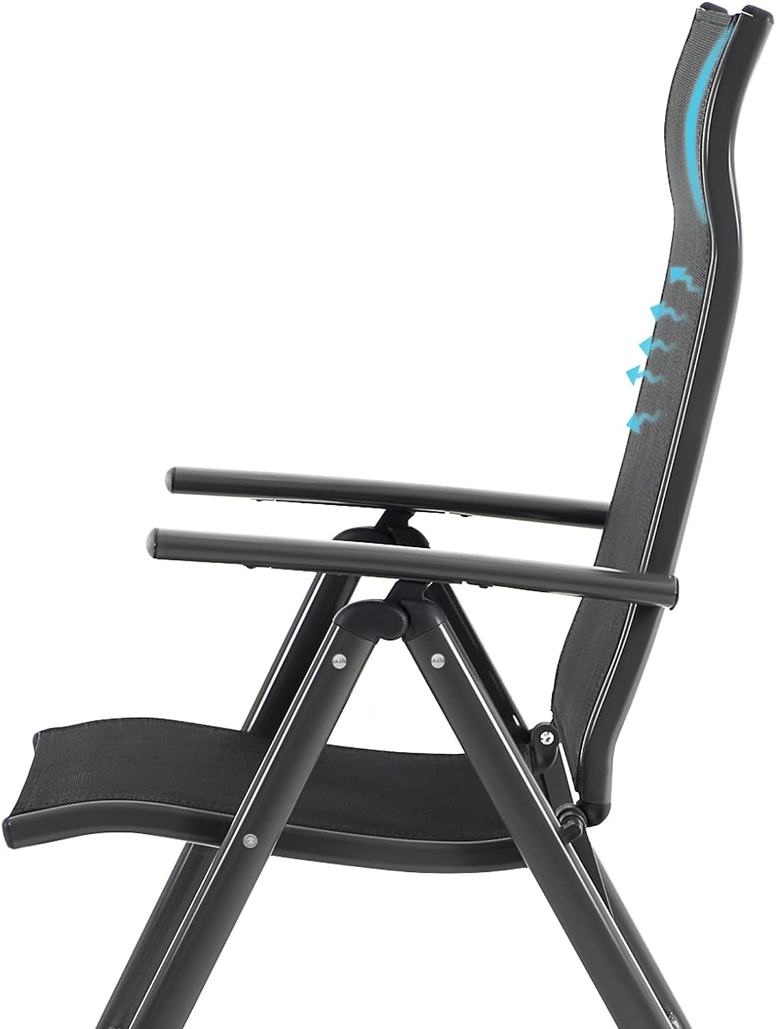 Havestole sæt af 4 stk. - Aluminium med justerbart ryglæn - Sort - -