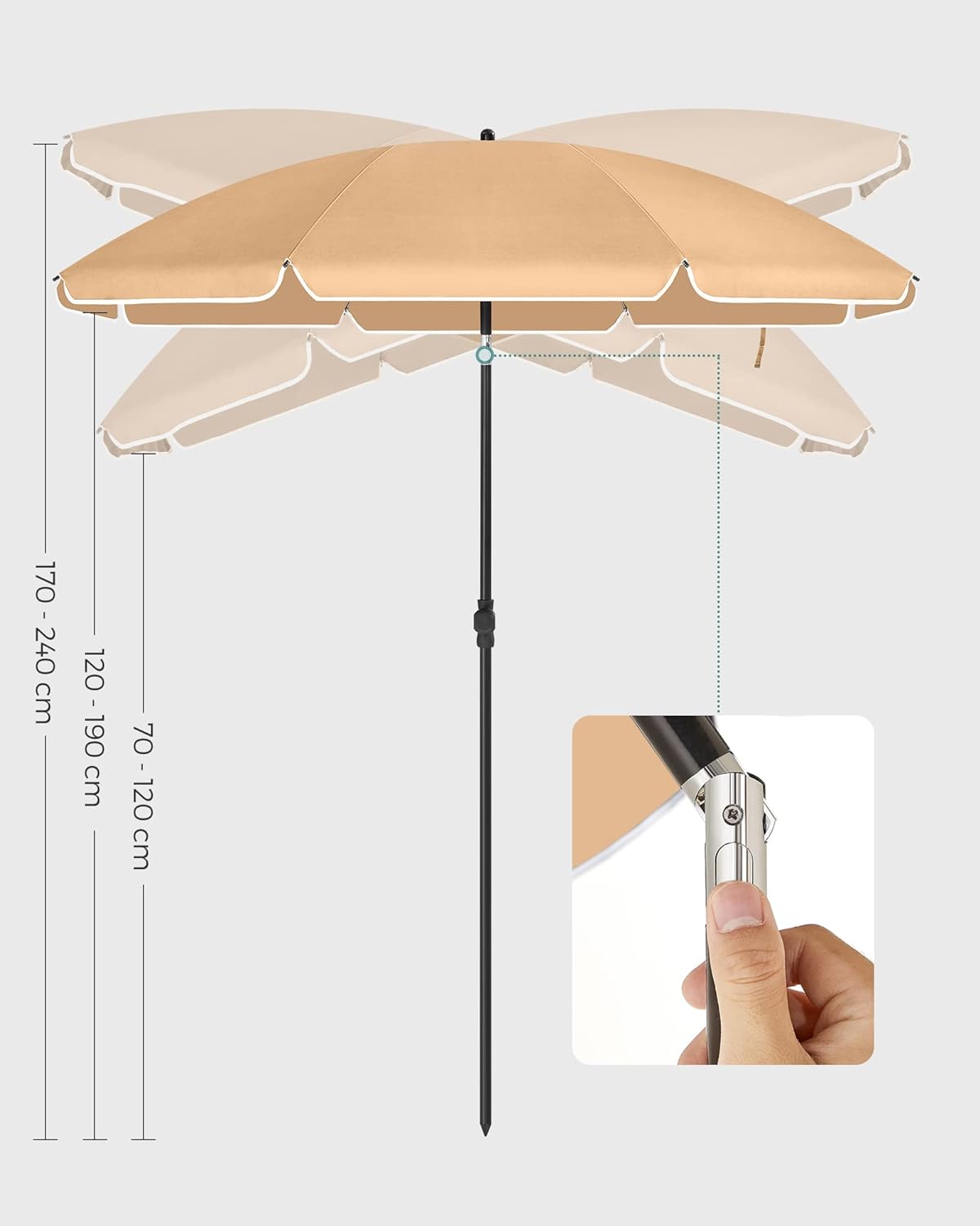 Strandparasol i Beige - 200 cm - Parasol -