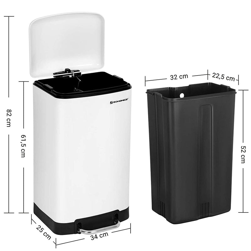 Pedalspand med soft close låg - 30 liter - Skraldespand -