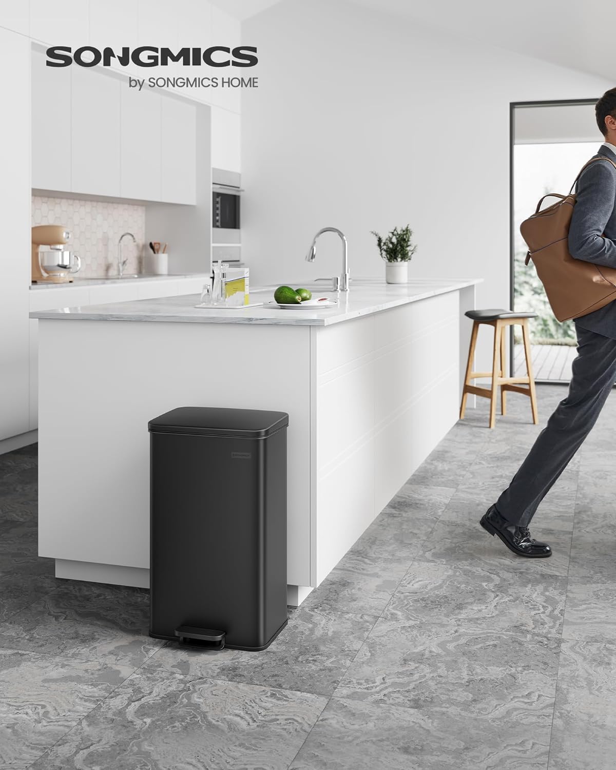 Pedalspand 40 L i Stål med Soft Close - Sort - Skraldespand -