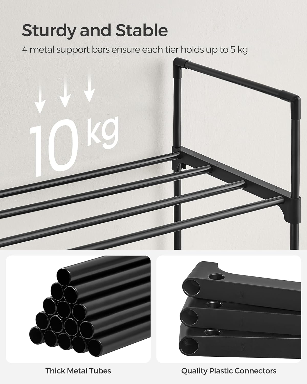 Skoreol i plast - 92 x 30,5 x 55 cm - Sort - skoreol -