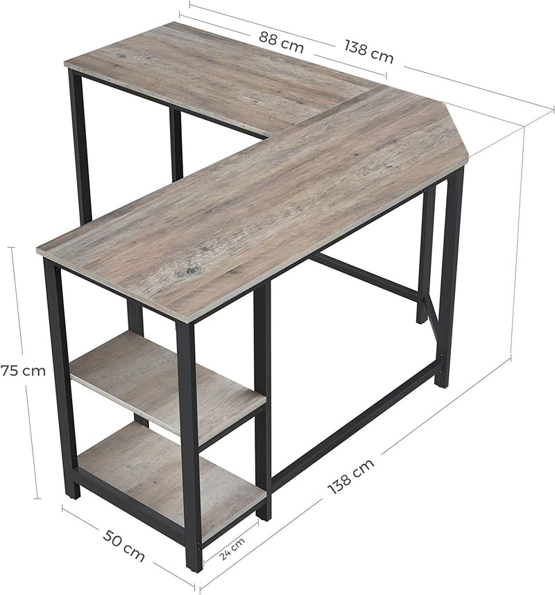 Hjørneskrivebord i moderne design m. hylder - Skrivebord -