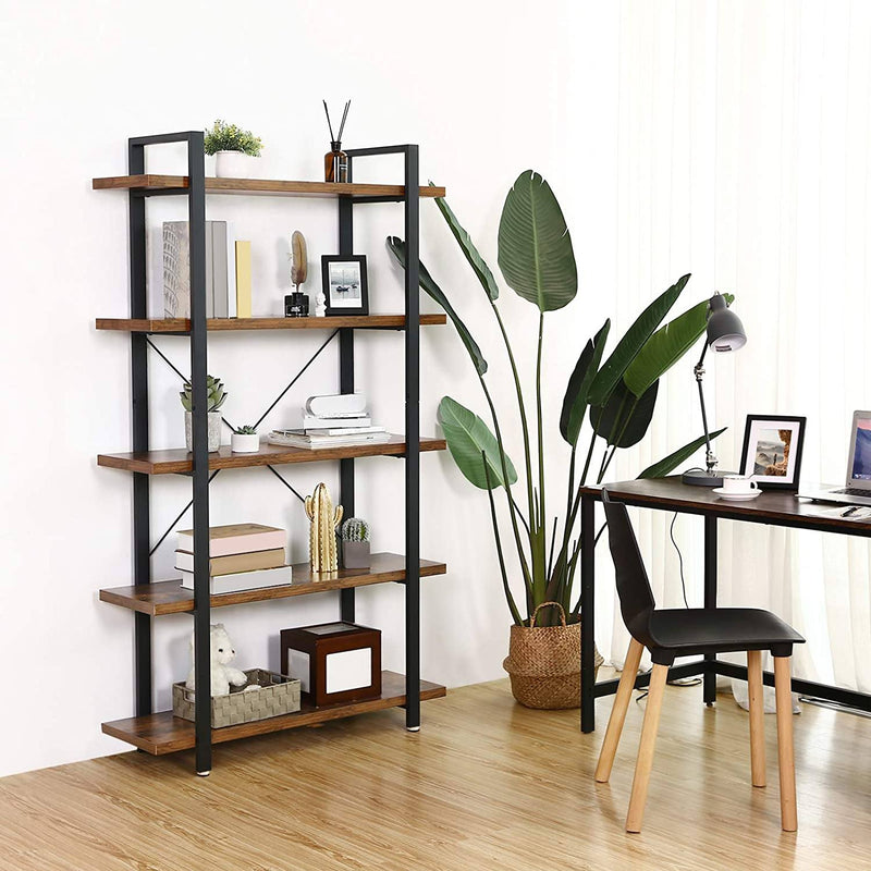 Bogreol m. 5 hylder i industrielt design (stor model) - Reol -
