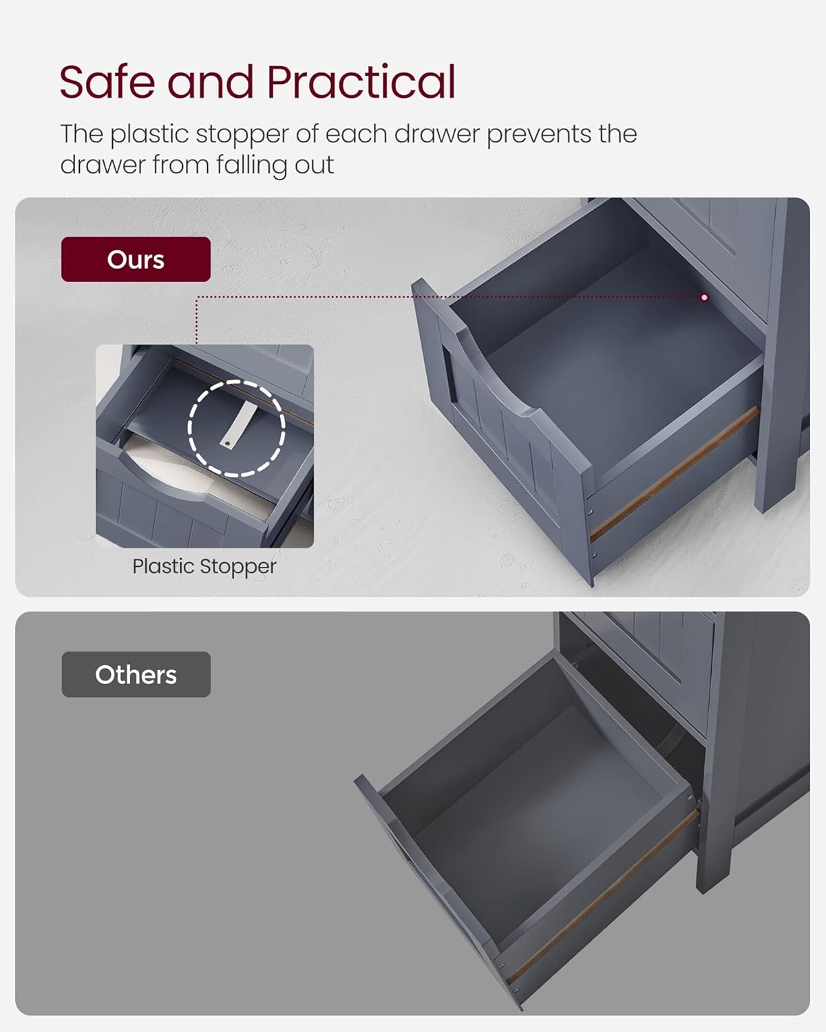 Badeværelsesskab med fire skuffer - Grå - Badeværelsesskab -