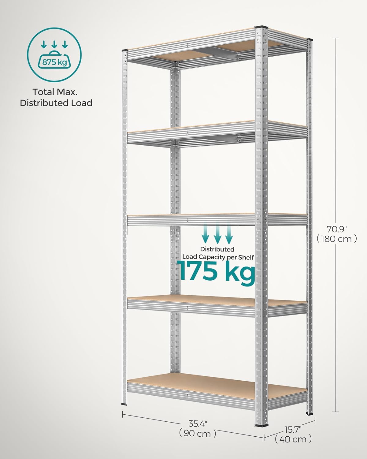 Industri reol i stål - 180x90x40 - Sæt af 2 stk. - Reol -