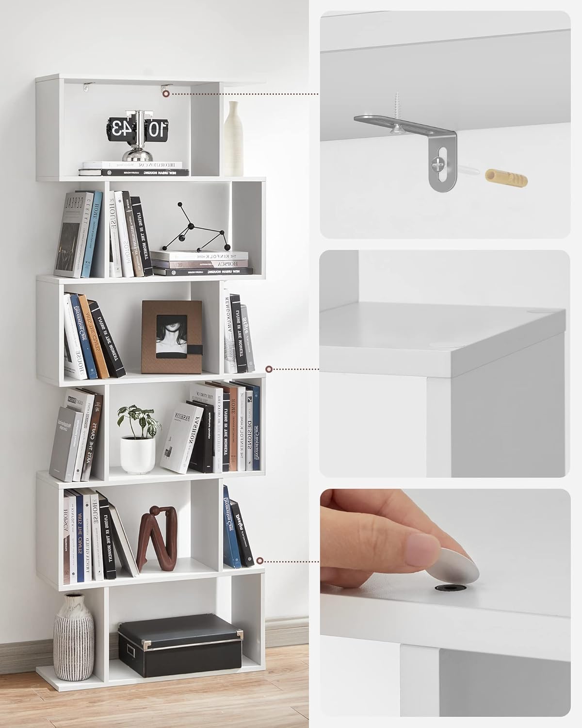 Reol i elegant hvidt design - 6 niveauer - Reol -