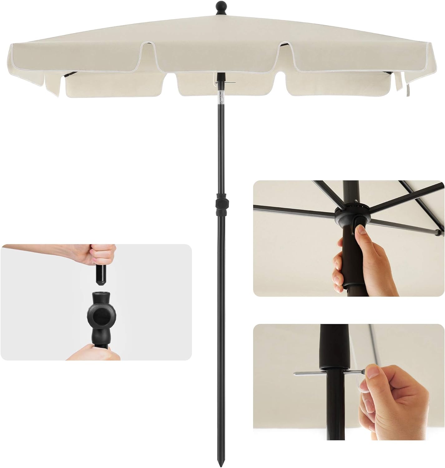 Altan parasol i hvid - 200x125cm - Parasol -