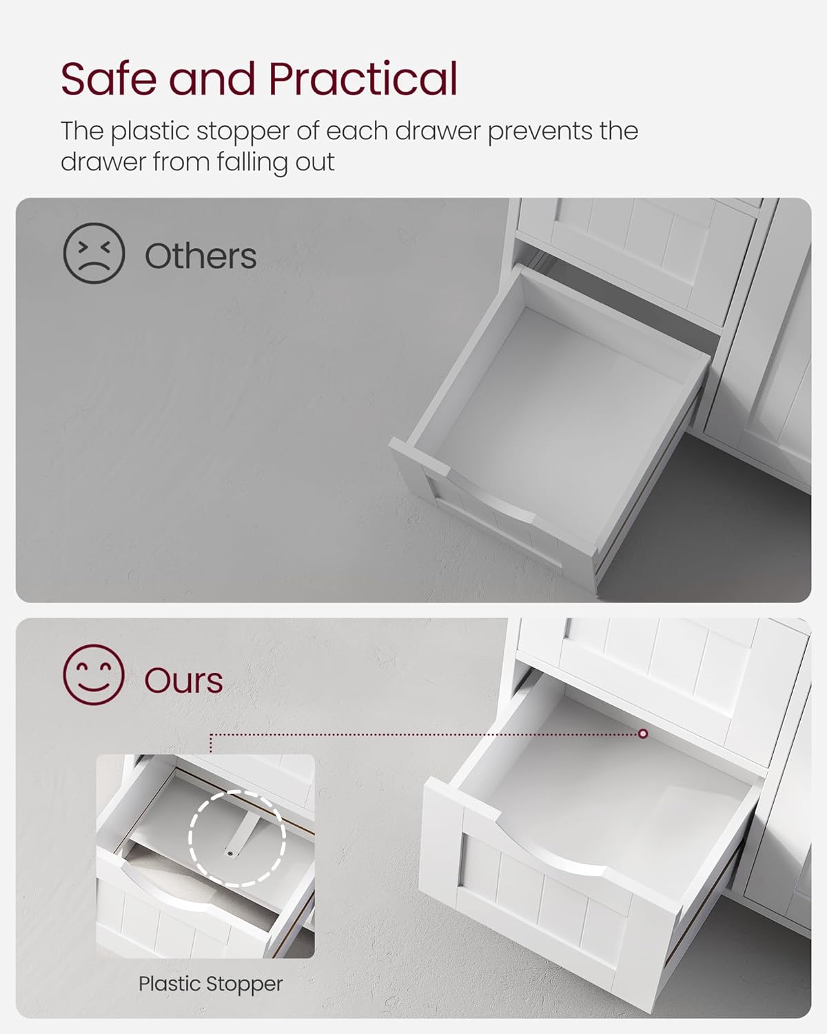 Badeværelsesskab med skuffer og hylder - Hvid - Badeværelsesskab -