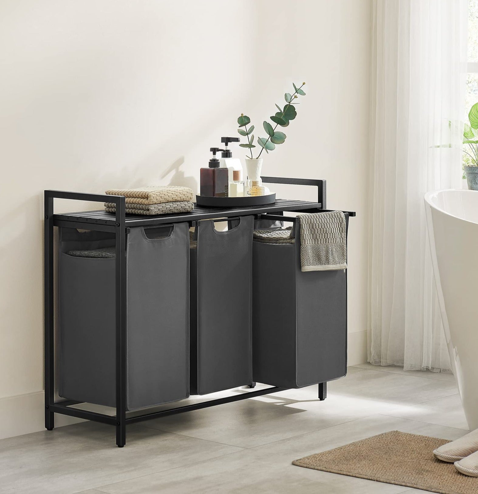 Triple Vasketøjskurv - Sort - Vasketøjskurv -