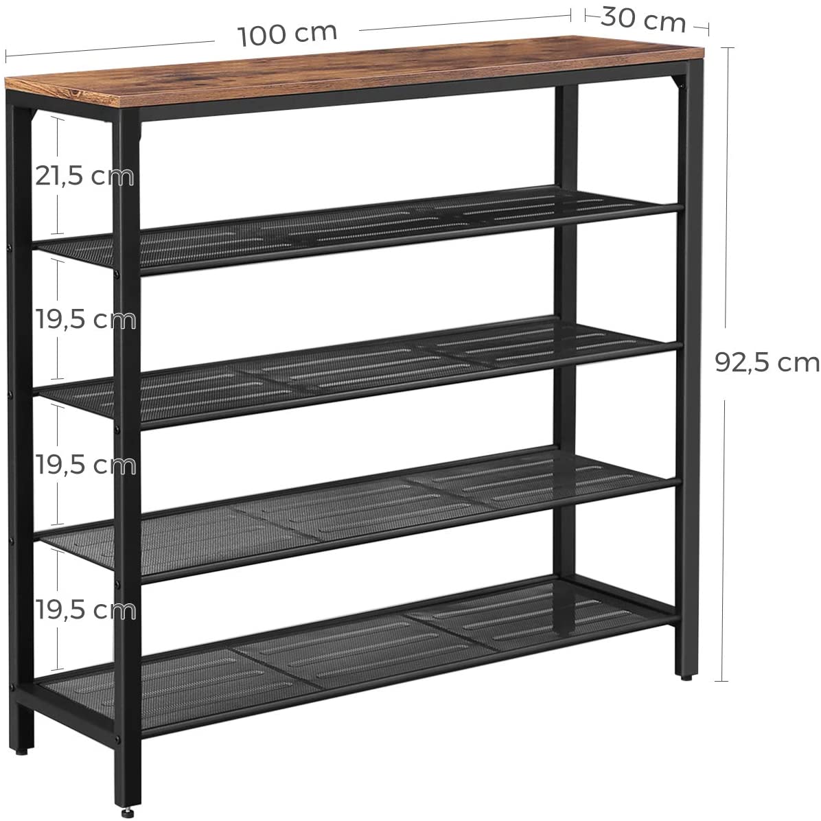 Skoreol i vintage design med 4 hylder - skoreol -