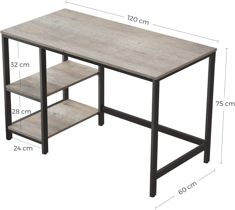 Skrivebord i enkelt moderne design m. hylder - Skrivebord -