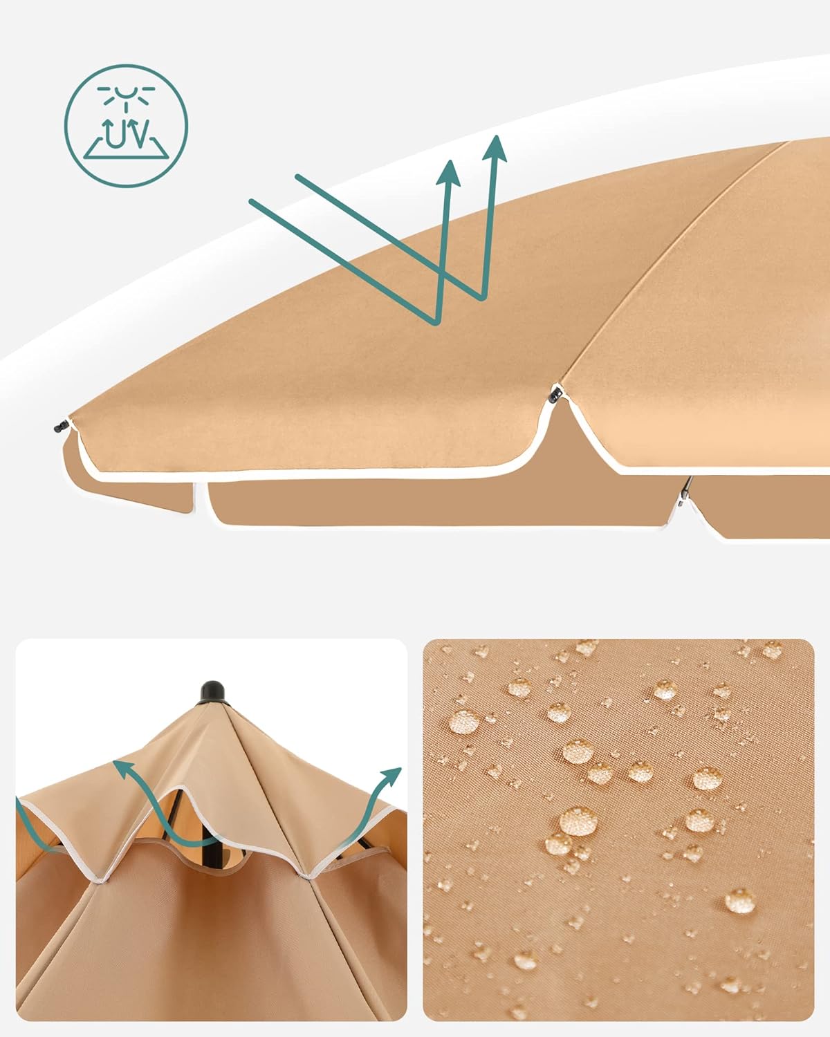 Strandparasol i Beige - 200 cm - Parasol -