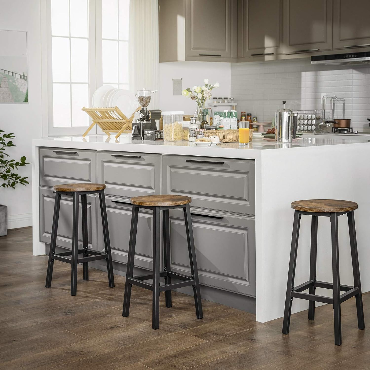 Barstole, rutisk look - Sæt af 2 stk. - Bar set -