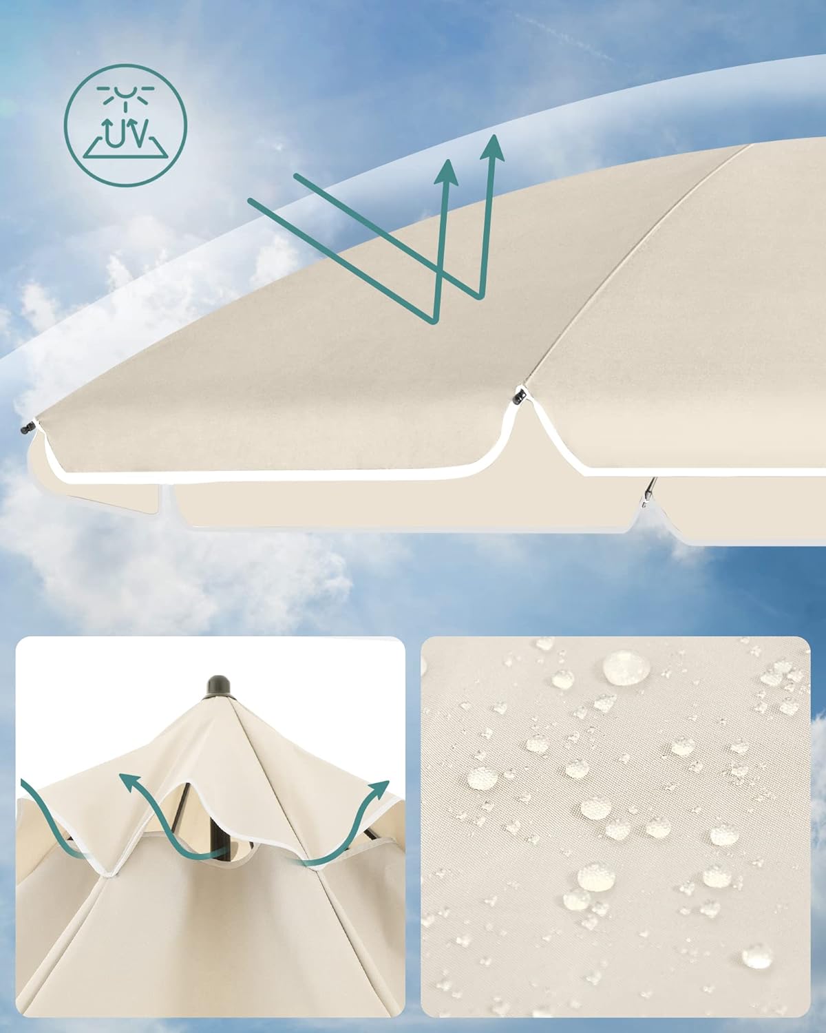 Strandparasol i hvid - 160 cm - Parasol -