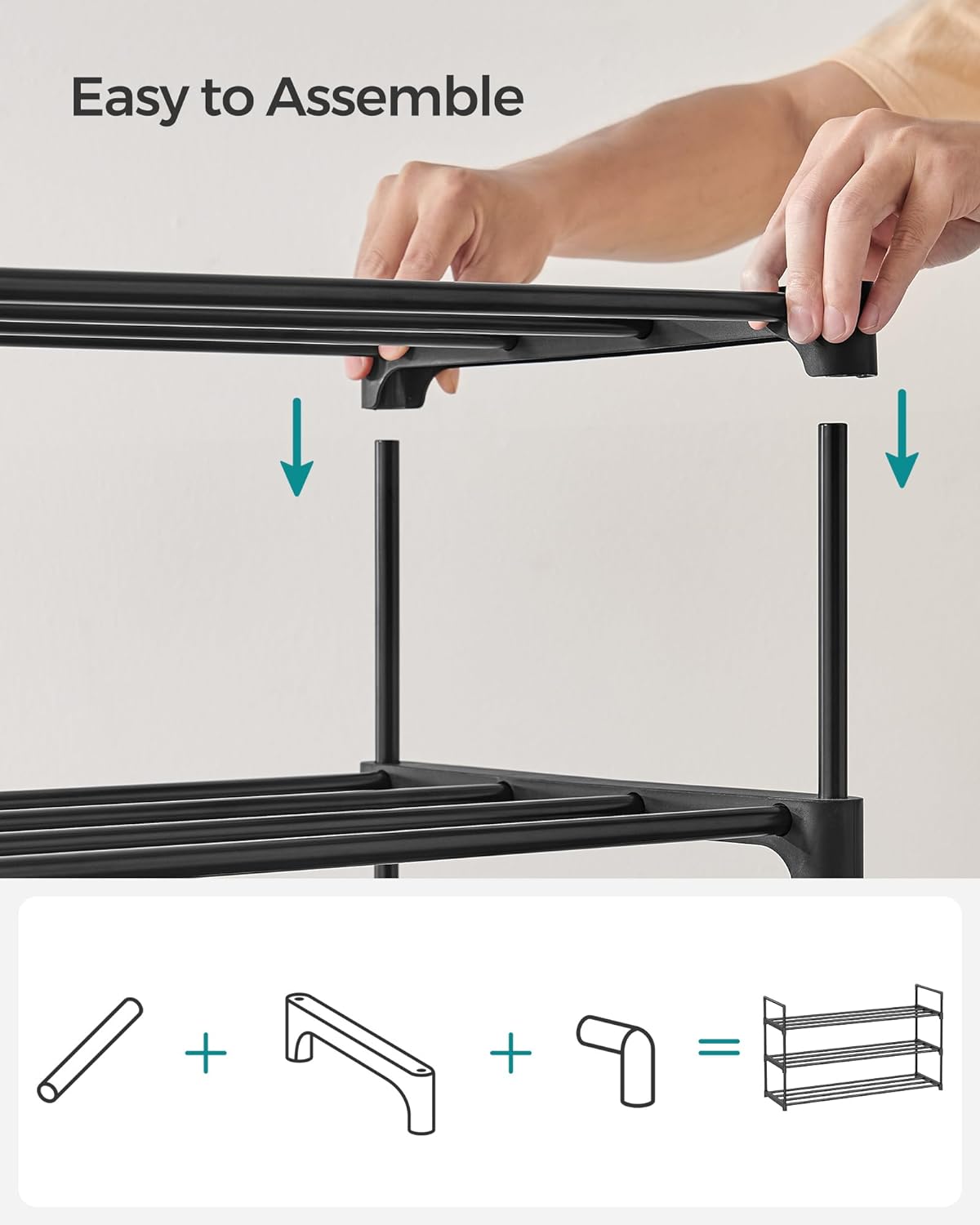 Skoreol i plast - 92 x 30,5 x 55 cm - Sort - skoreol -