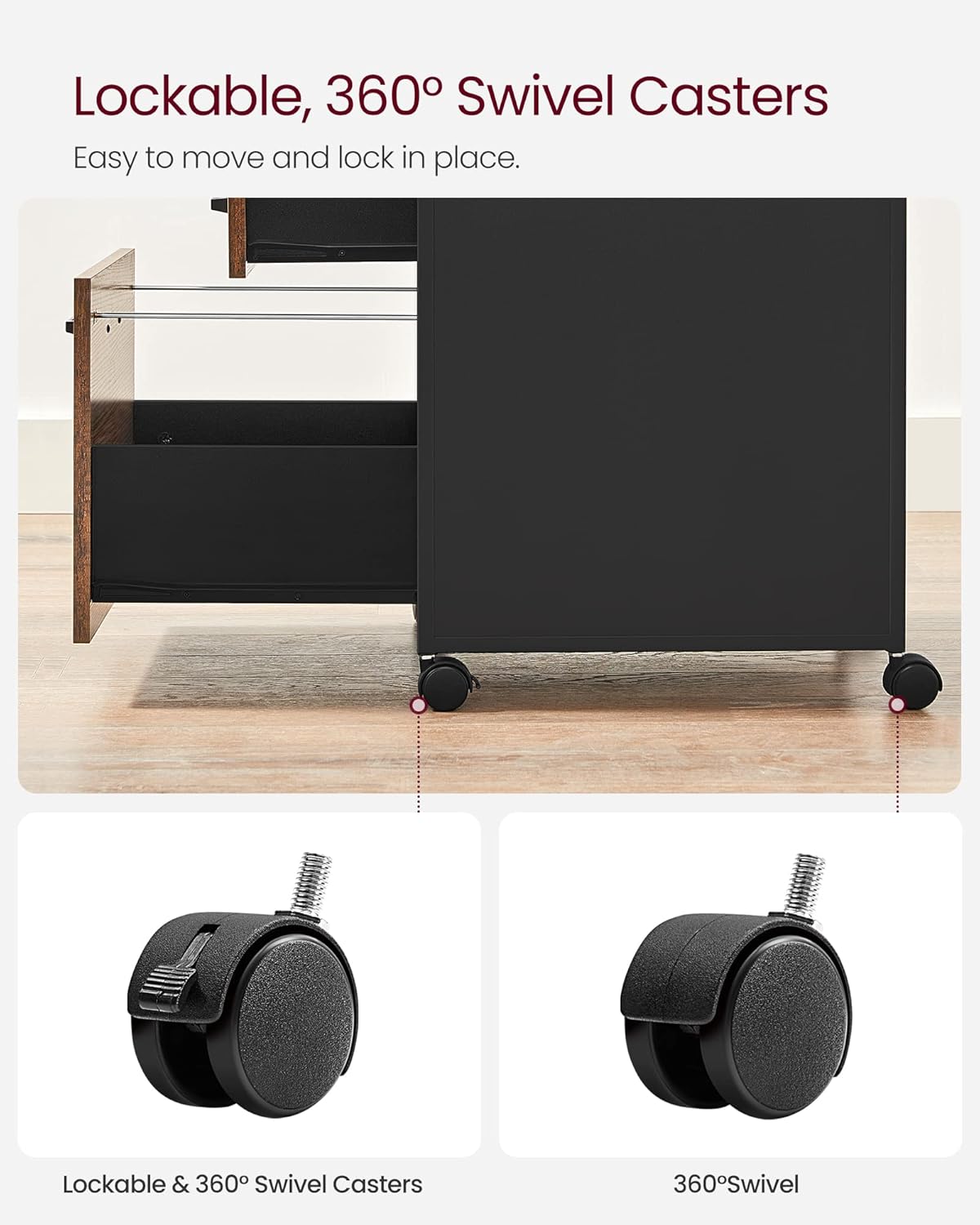 Arkivskab med to skuffer i vintage design - -