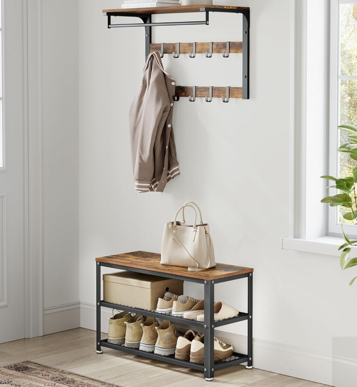 Skoreol i rustikt design 73 x 30 x 45 cm - skoreol -