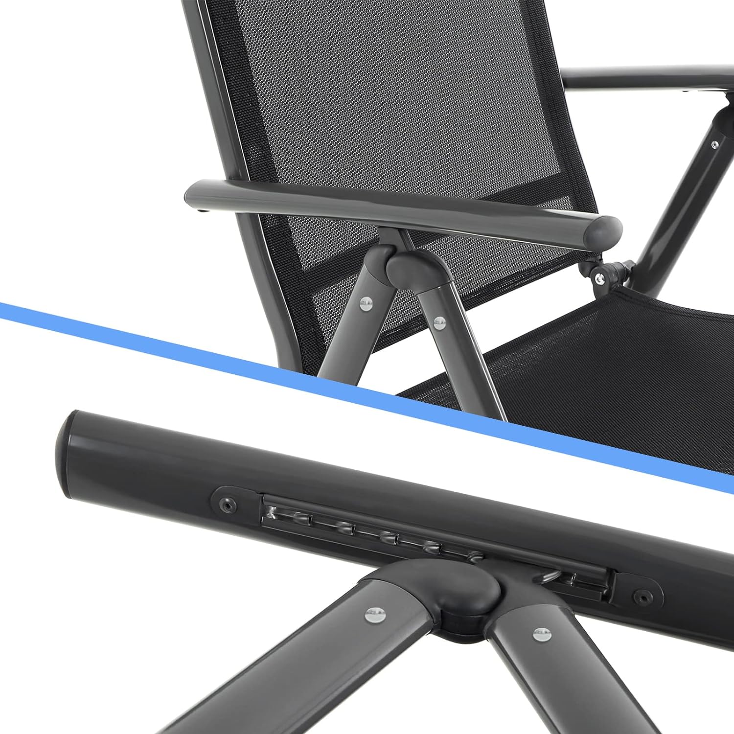 Havestole sæt af 4 stk. - Aluminium med justerbart ryglæn - Sort - -