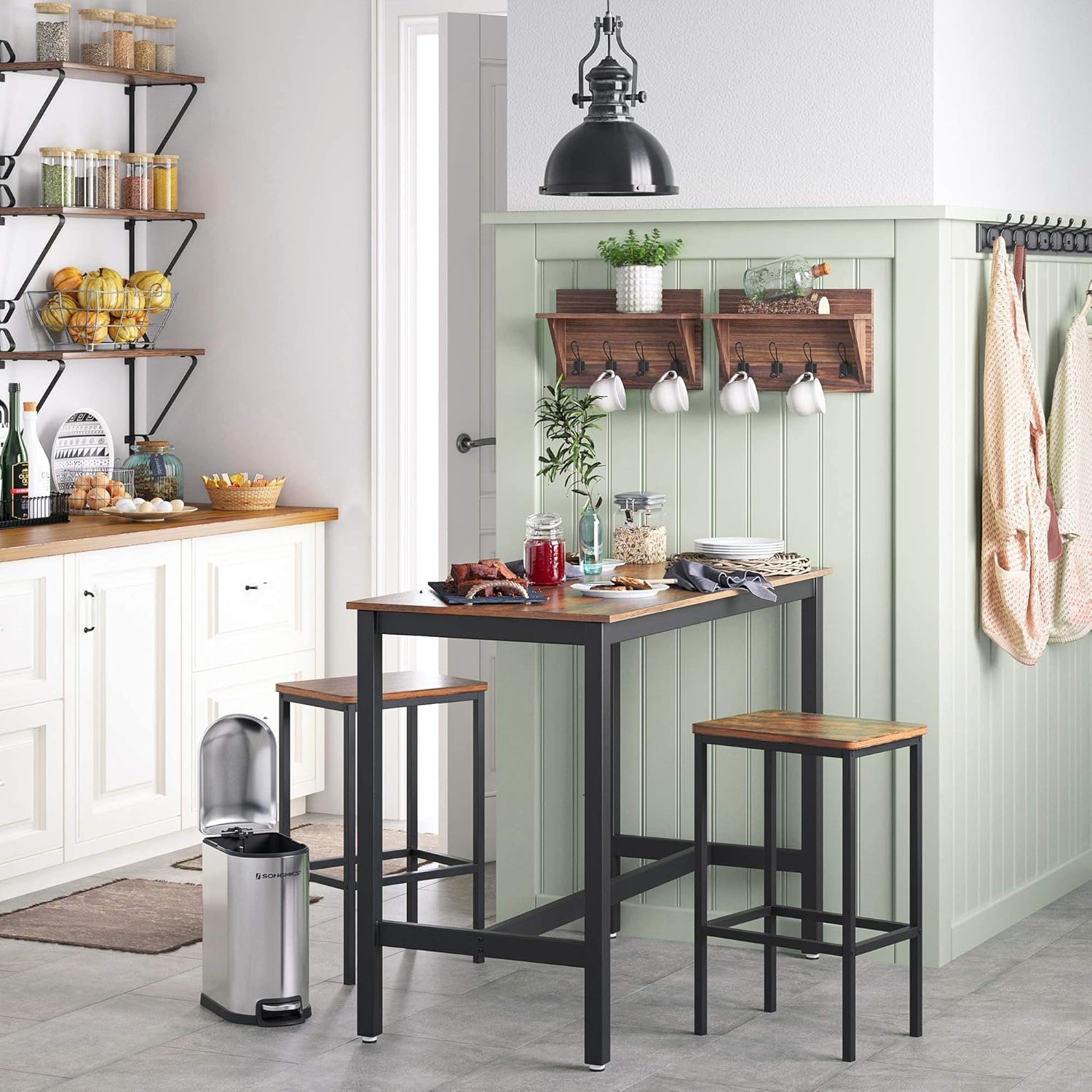 Barstole i moderne rustikt design 2 stk. - Bar set -