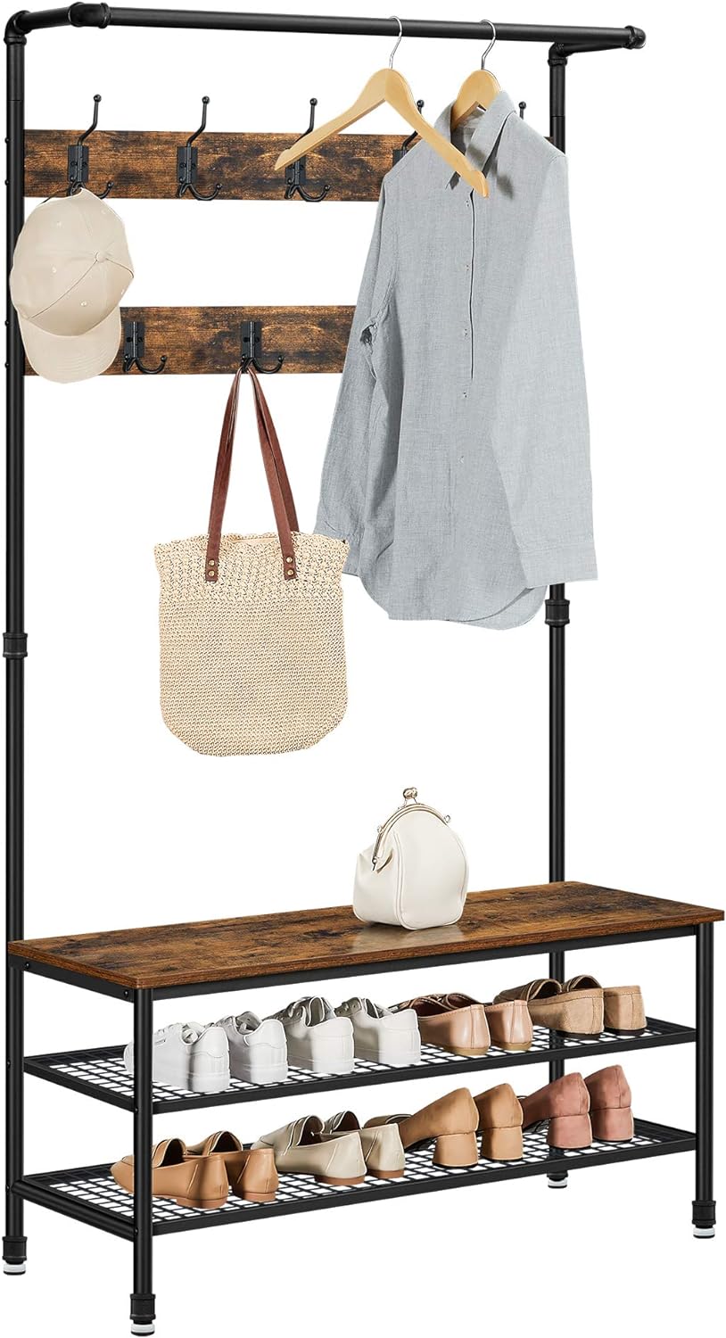 Skoreol og Garderobestativ 100 x 42 x 182 cm - skoreol -