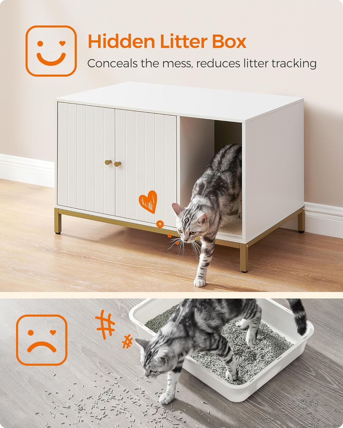 Moderne kattebakke skjuler m. kradsemåtte - 80 x 50 x 55 cm