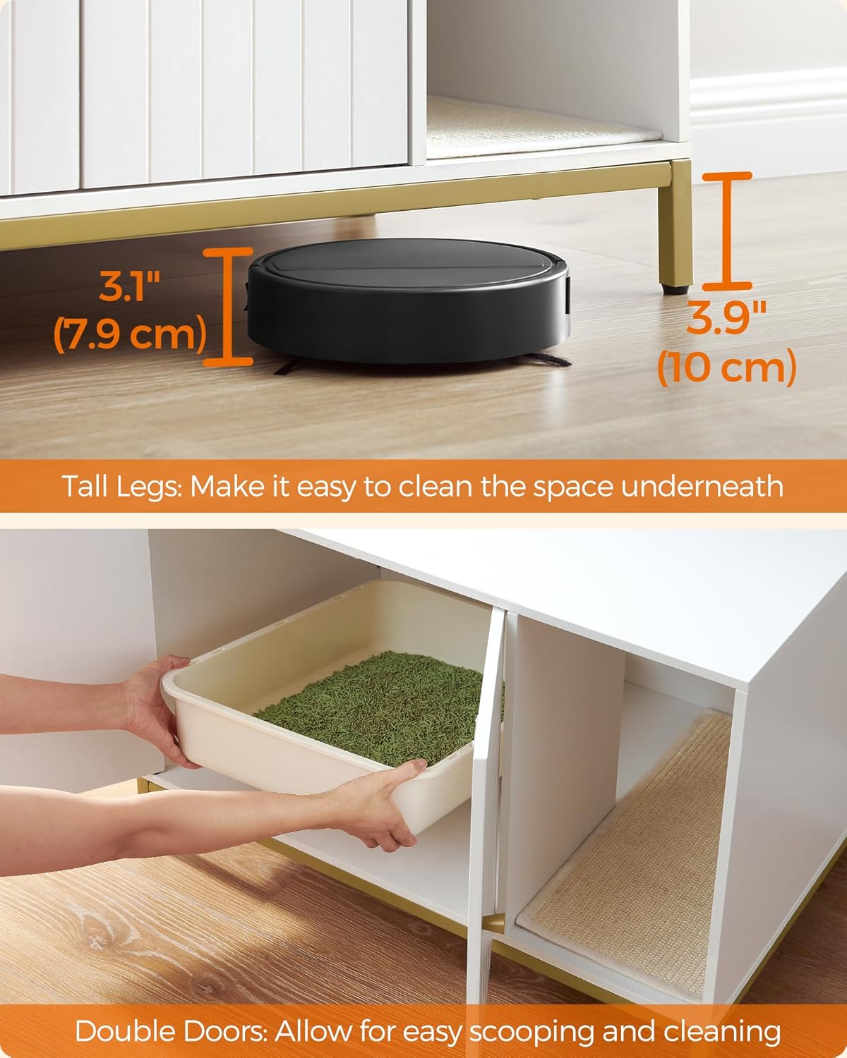 Moderne kattebakke skjuler m. kradsemåtte - 80 x 50 x 55 cm