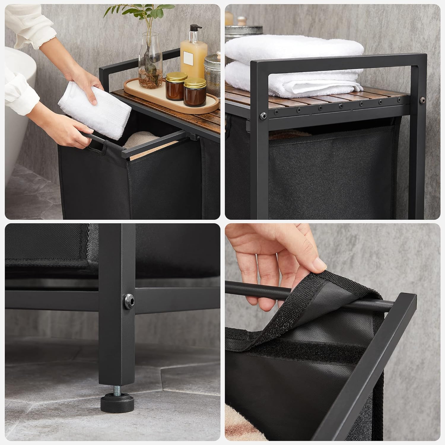 Double vasketøjskurv - Sort - Vasketøjskurv -