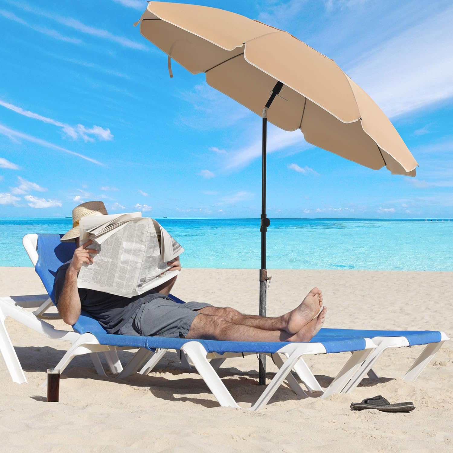 Strandparasol i Beige - 200 cm - Parasol -