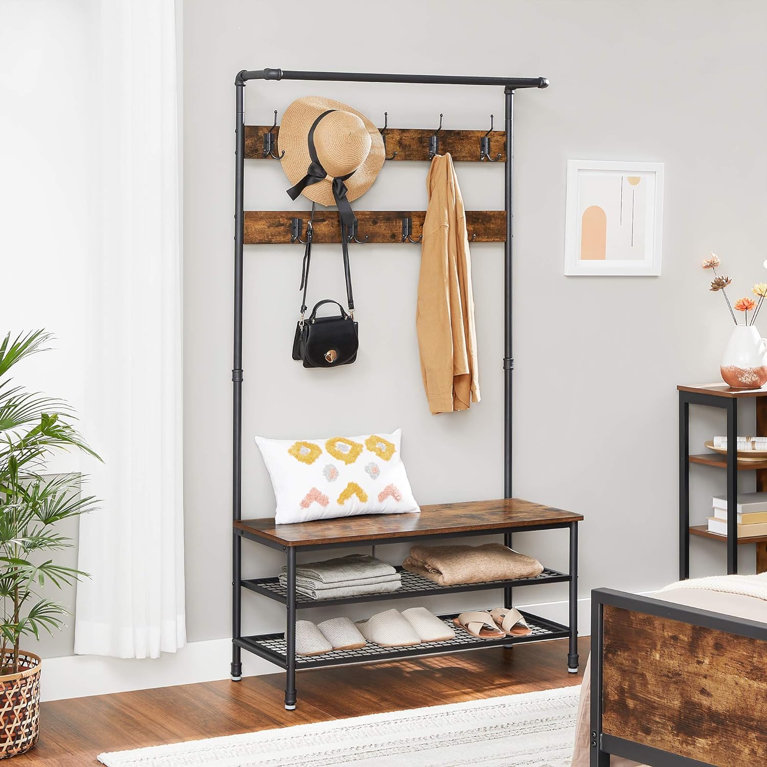 Skoreol og Garderobestativ 100 x 42 x 182 cm - skoreol -