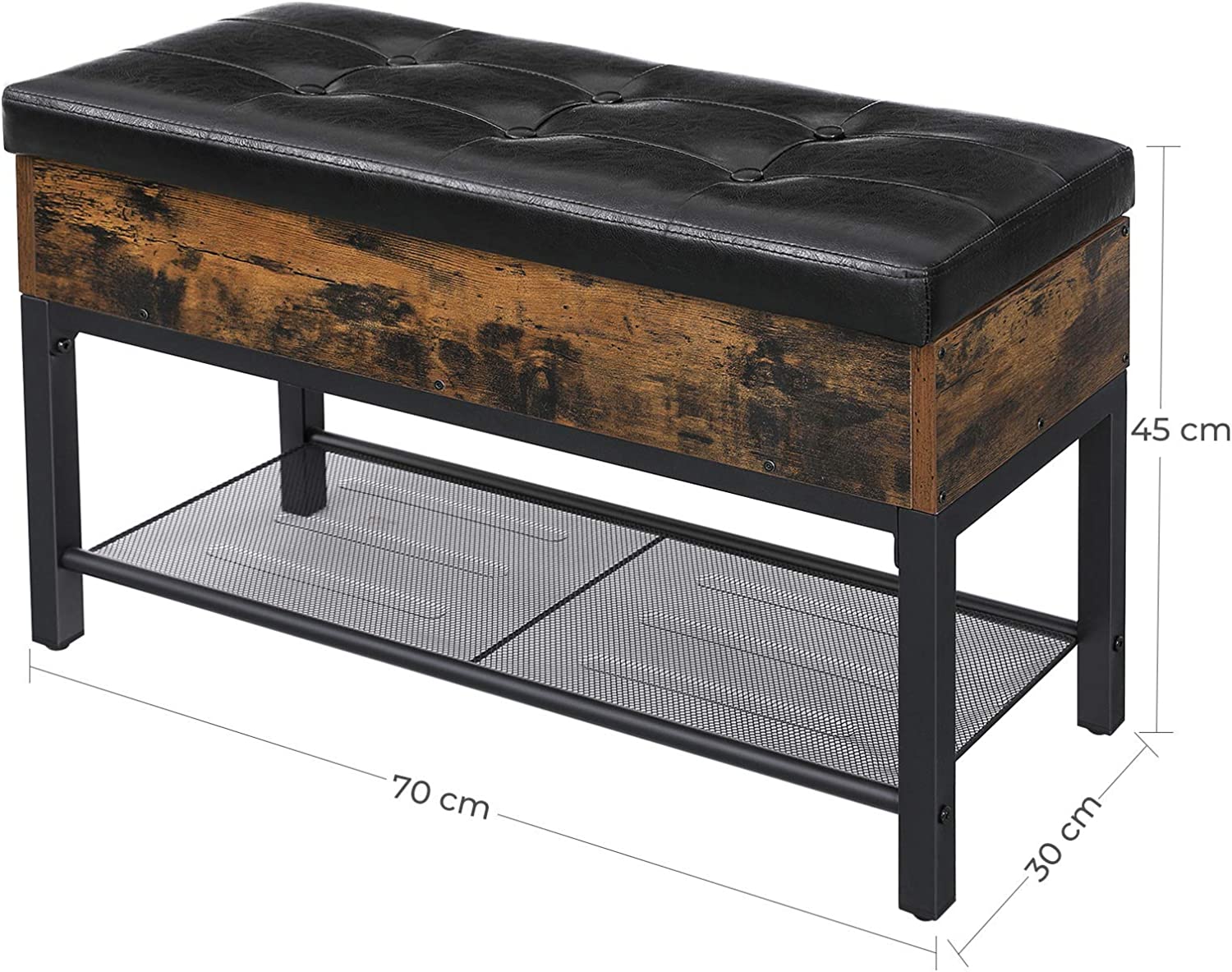 Skobænk med opbevaring i vintage design - skoreol -