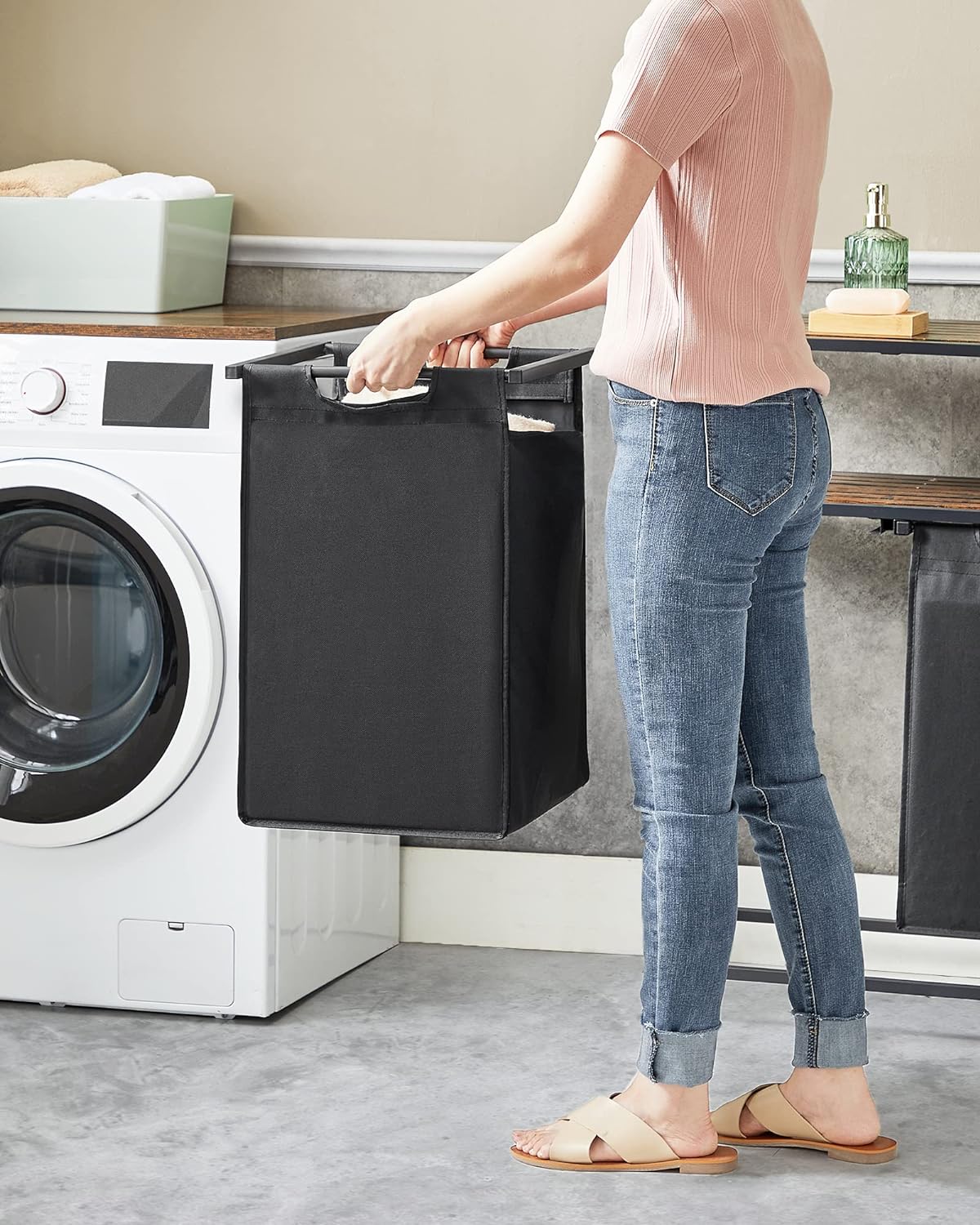 Double vasketøjskurv - Sort - Vasketøjskurv -