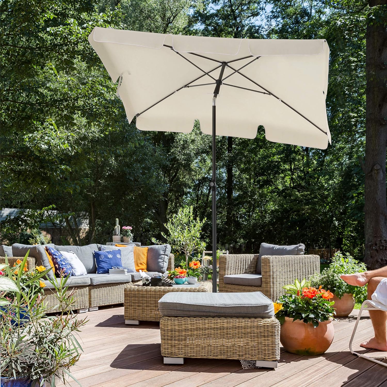 Altan parasol i hvid - 200x125cm - Parasol -