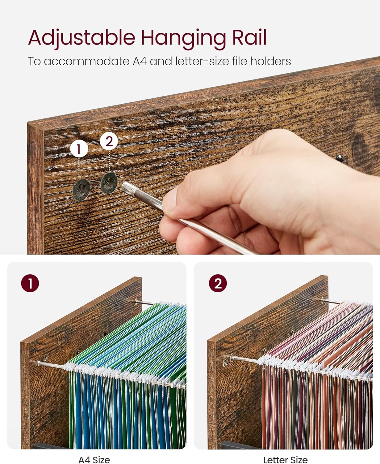 Arkivskab med to skuffer i vintage design - -