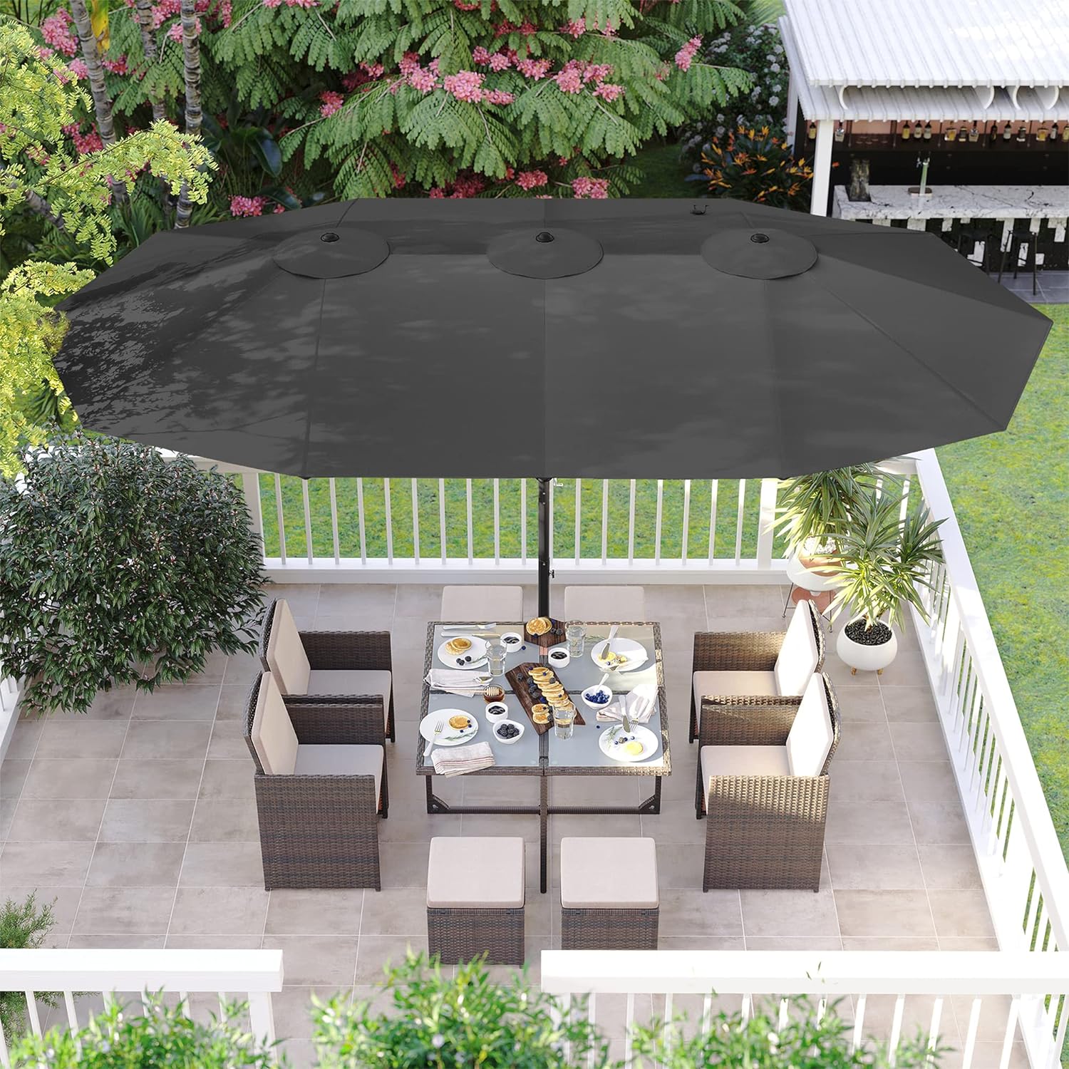 Luksus dobbelt parasol - Ekstra stor i sort - 460 x 270 cm - Parasol -